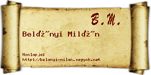 Belányi Milán névjegykártya
