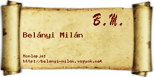 Belányi Milán névjegykártya